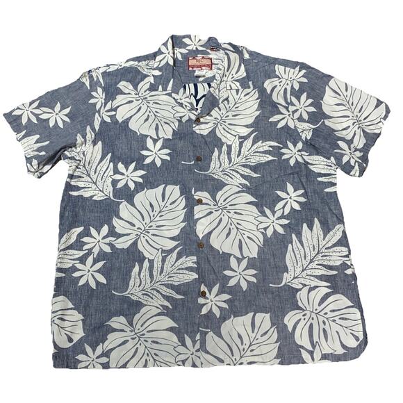 RJC Other - RJC Hawaiian Shirt Blue Palm Leave Tropical Print Made in HAWAII 2XL 100% Cotton